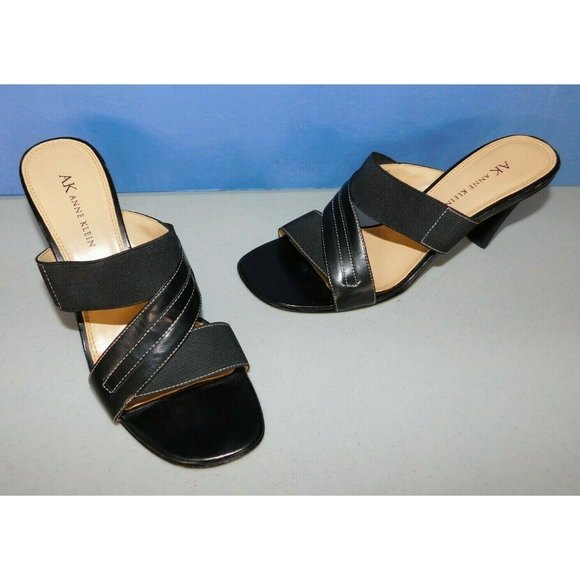Anne Klein Shoes - ANNE KLEIN BLACK FABRIC & LEATHER SANDAL, SHOE, WOMAN'S SIZE 7 M
